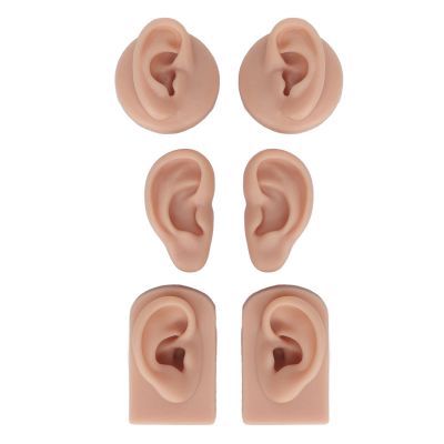 3 Pairs of Silicone Ear Model, Soft and Flexible Simulation Human Ear Model for Piercing Practice, Jewelry Display, Human Ear Model (Medium Fleshcolor)