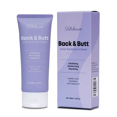Butt Acne Clearing Treatment, Maximum Strength Body Cream for Back, Buttocks, Thigh & Chest Acne Removal, Skin Clearing Lotion for Men & Women, Foaming Cleanser for Bacne & Cystic Acne