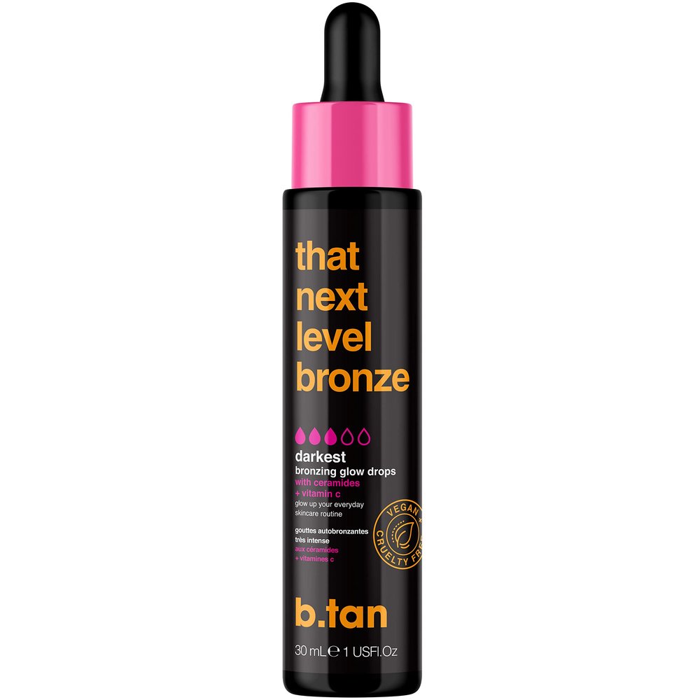 B.TAN Dark Self Tan Drops for Face & Body | That Next Level Bronze - Darkest Self Tanner Bronzing Glow Drops, Vegan, Cruelty Free, 1.0 Fl Oz