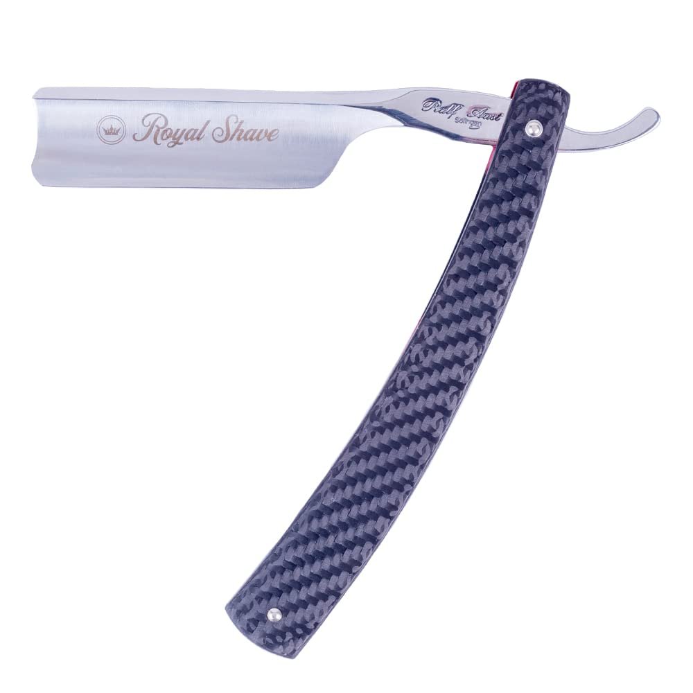 ROYAL SHAVE 6/8 Straight Razor Full Hollow Spanish Point Special Carbon Steel, Shave Ready Handmade Classic Wet Shaving Straight Razor - MADE IN GERMANY (Carbon Fiber)