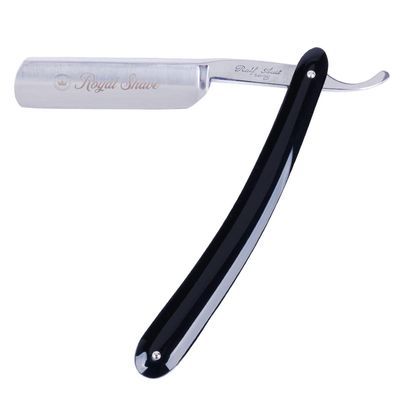 ROYAL SHAVE 6/8 Straight Razor Full Hollow Round Point Special Carbon Steel, Shave Ready Handmade Classic Wet Shaving Straight Razor - MADE IN GERMANY (Black Handle)