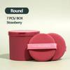 7pcs Soft Makeup Puff Set With Storage Box - Triangle, Round, Reusable Sponge for Liquid Foundation and Powder - Wet and Dry, Non-latex (Strawberry-Round) view 2
