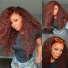 Youllyuu Reddish Brown Curly Hair 13X6 Lace Front Human Hair Wig Pre Plucked Glueless Closure Brazilian Wig Reddish Brown 14in#13x6 Lace Wig 150 view 2