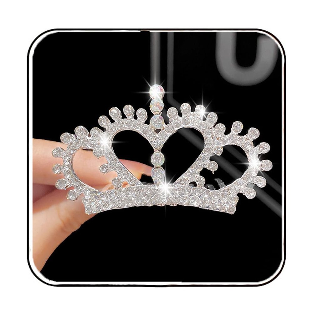 Brishow Rhinestone Girl Tiaras Comb Silver Crystal Hair Combs Crown Princess Headpiece for Little Girls