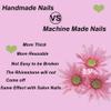 Magrace Handmade Press on Nails Medium Blue Fake Nails Long Coffin Stick on Nails for Womrn Gel UV Finish Handmade Nail Art with Design 10 pcs view 4