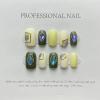 Magrace Handmade Press on Nails Medium Blue Fake Nails Long Coffin Stick on Nails for Womrn Gel UV Finish Handmade Nail Art with Design 10 pcs view 1