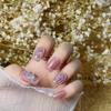 Magrace Handmade Press on Nails Medium Blue Fake Nails Long Coffin Stick on Nails for Womrn Gel UV Finish Handmade Nail Art with Design 10 pcs view 1
