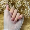 Magrace Handmade Press on Nails Medium Blue Fake Nails Long Coffin Stick on Nails for Womrn Gel UV Finish Handmade Nail Art with Design 10 pcs view 2