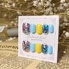 Magrace Handmade Press on Nails Medium Blue Fake Nails Long Coffin Stick on Nails for Womrn Gel UV Finish Handmade Nail Art with Design 10 pcs view 3