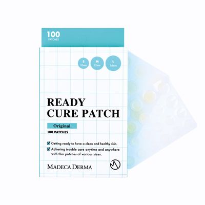 MADECA DERMA Ready Cure Patch Original Hydrocolloid Acne Patches, Large Pack for Long-Term Use, Multi-Size for Spot, Pimple, Zits & Blemishes Coverage, Ideal for Daily Use (100 Patches / 10,12,14mm)