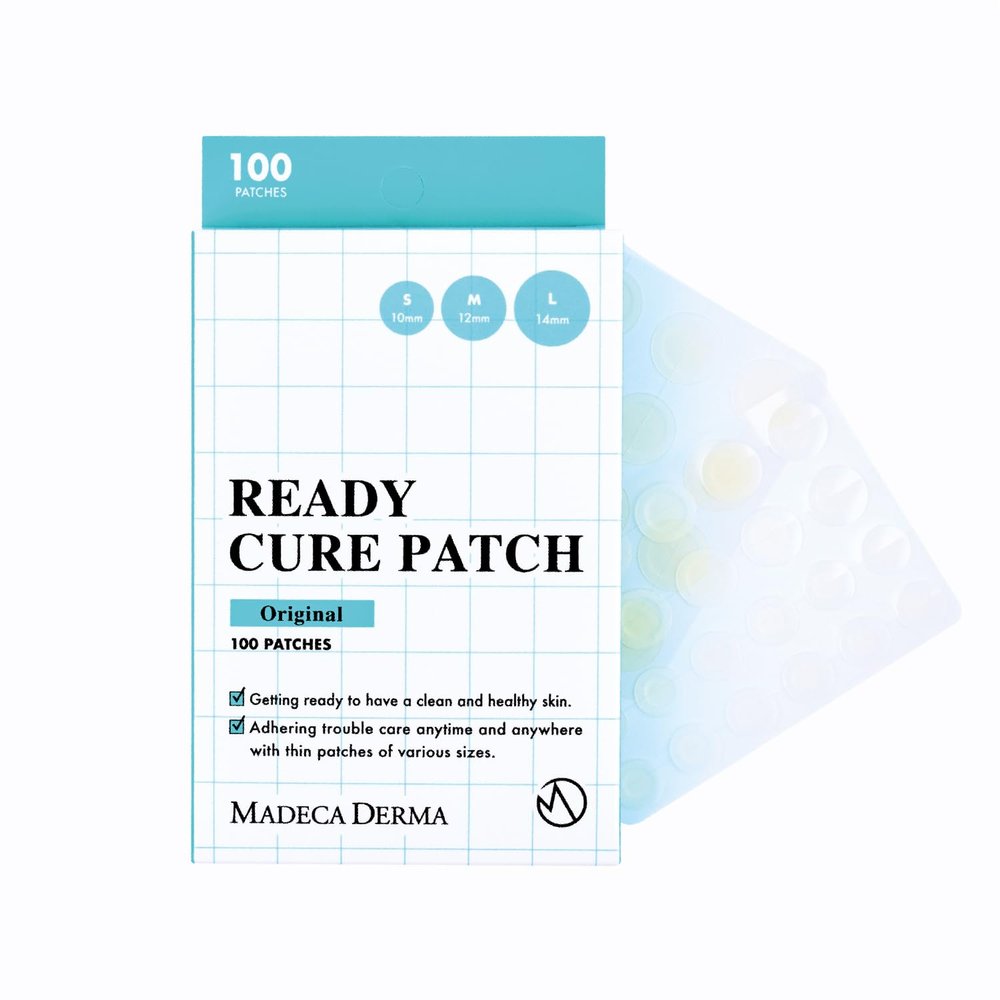 MADECA DERMA Ready Cure Patch Original  Hydrocolloid Acne Patches, Large Pack for Long-Term Use, Multi-Size for Spot, Pimple, Zits & Blemishes Coverage, Ideal for Daily Use (100 Patches / 10,12,14mm)