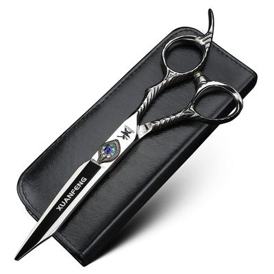 XUANFENG Peacock Screw Silver Hair Cutting Scissors and thinning Scissors 6 inch 9cr18 Steel Barber Scissors, Suitable for Families (Cutting Scissors)