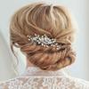 Easedaily Crystal Bride Wedding Hair Comb Silver Rhinestone Bridal Hair Piece Opal Hair Side Combs Hair Accessories for Women and Bridesmaid view 2