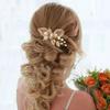 Easedaily Leaf Wedding Hair Accessories Crystal Bridal Hair Pin Gold Pearl Hair Piece for Women and Bride view 2