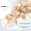 Easedaily Leaf Wedding Hair Accessories Crystal Bridal Hair Pin Gold Pearl Hair Piece for Women and Bride view 3