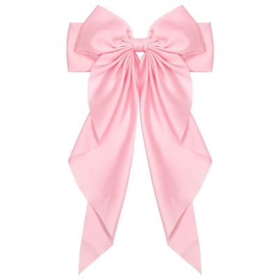 1PC Satin Hair Bows for Women Large Hair Barrettes Ribbon for Girls Giant Long Bow Hair Clips Ponytail Holder Silk Big Hair Clips Accessories for Women(Pink)