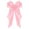 1PC Satin Hair Bows for Women Large Hair Barrettes Ribbon for Girls Giant Long Bow Hair Clips Ponytail Holder Silk Big Hair Clips Accessories for Women(Pink) view 1