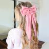 1PC Satin Hair Bows for Women Large Hair Barrettes Ribbon for Girls Giant Long Bow Hair Clips Ponytail Holder Silk Big Hair Clips Accessories for Women(Pink) view 4