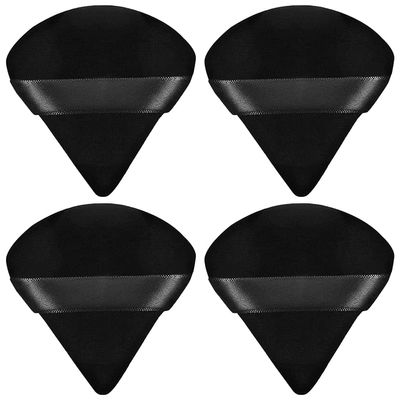 4 facial soft triangle puffs, wet and dry makeup tools, used for powder, mineral powder, body powder, foundation make-up, washable powder puffs (Black)