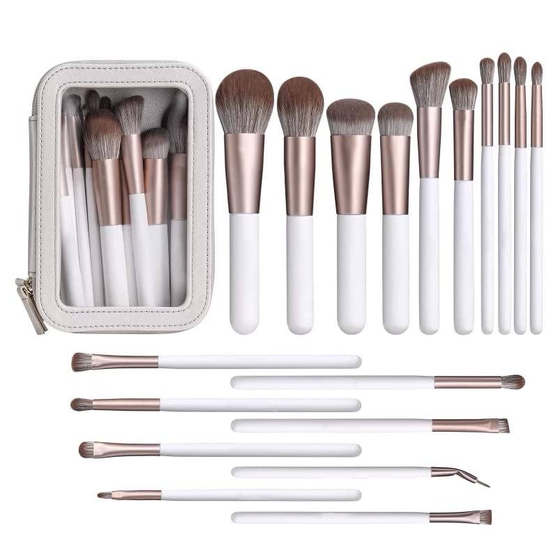 Makeup Brushes Premium Synthetic Foundation Powder Concealers Eye Shadows Makeup 18 Pcs Brush Set with Hard EVA White Case