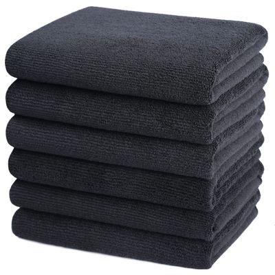 ProHomTex Microfiber Hair Drying Salon Towels, Set of 6 (16' x 29'') Professional Super Absorbent Quick Dry (Black) (6)