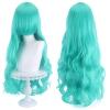 31.5 Inch Wavy Hair Wig with Bangs for Women Long Curly Synthetic Hair Multi-Function Cosplay Anime Middle Long Daily Halloween Wig (Aqua Green) view 1