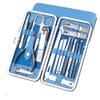 7/10/12/18/19Pcs/Set Manicure Set Pedicure Nail Tools Kit Stainless Steel Nail Cutter Scissor Clippers Professional Manicure Set,SZW,BLUE,19Pcs view 1