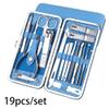 7/10/12/18/19Pcs/Set Manicure Set Pedicure Nail Tools Kit Stainless Steel Nail Cutter Scissor Clippers Professional Manicure Set,SZW,BLUE,19Pcs view 2