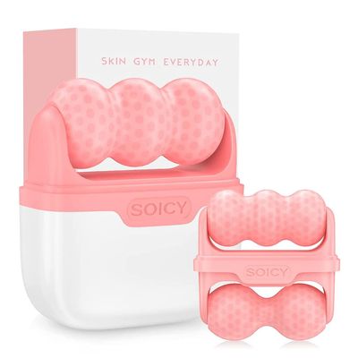 Deashun 2 in 1 Ice Roller for Face Eye, Face Massager Roller for Eye Puffiness, Reduces Wrinkles, Relief Migraine and Minor Injury, Cold Facial Skin Care Tools Ice Roller (Pink)