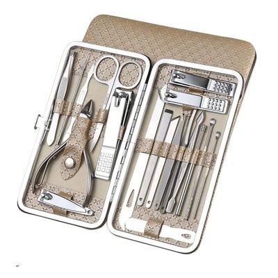 7/10/12/18/19Pcs/Set Manicure Set Pedicure Nail Tools Kit Stainless Steel Nail Cutter Scissor Clippers Professional Manicure Set,SZW,GOLD,19Pcs