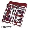 7/10/12/18/19Pcs/Set Manicure Set Pedicure Nail Tools Kit Stainless Steel Nail Cutter Scissor Clippers Professional Manicure Set,SZW,RED,19Pcs view 2