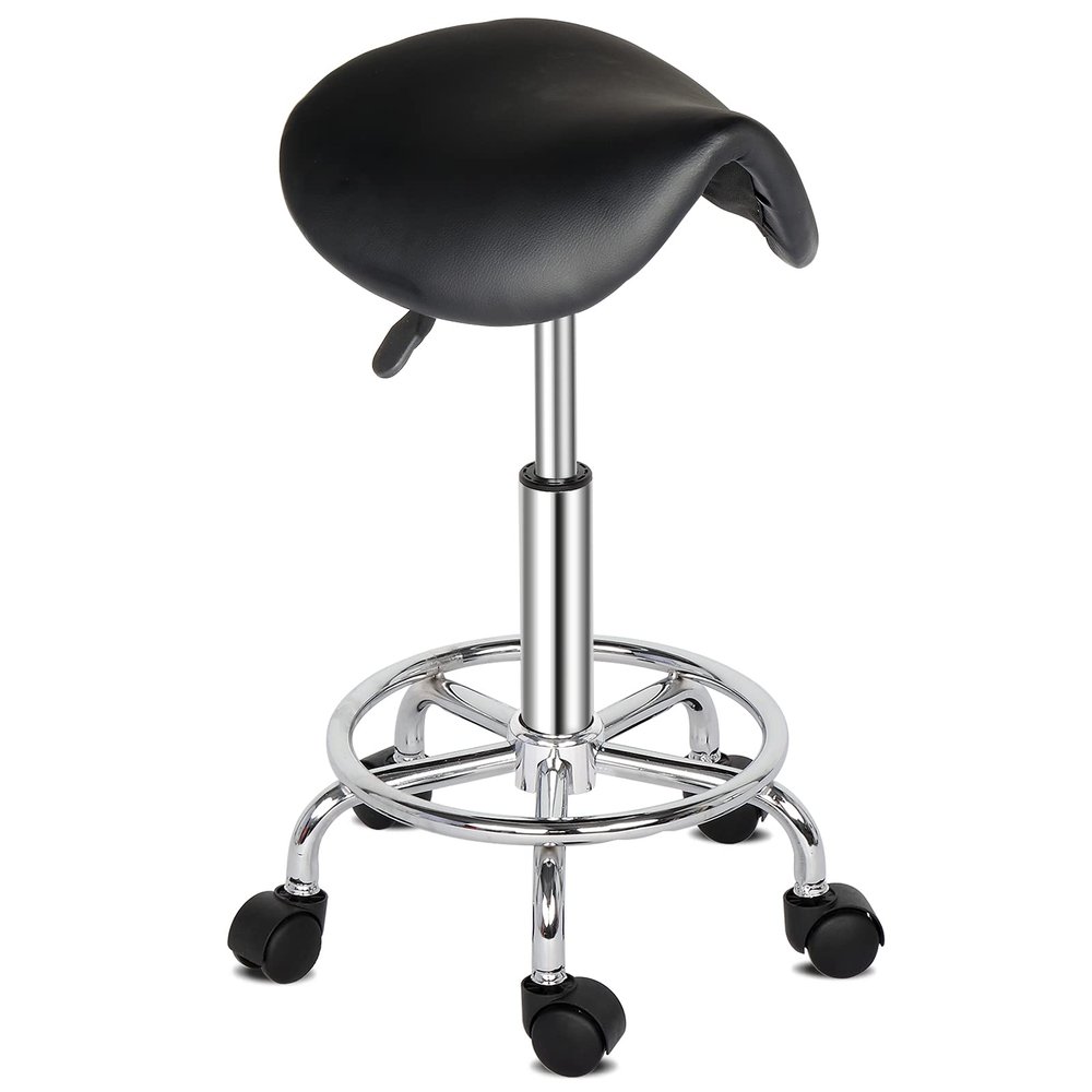 Ergonomic Saddle Stool Chair,Adjustable Height Swivel Saddle Chair-Adjustable Stool with Wheels,Hydraulic Heavy-Duty Saddle Stool Rolling Chair for Clinic Dentist Spa Massage Salons Studio