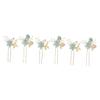 Abaodam 6 pcs Delicate U-shaped Party Brides Crystal Prom Cloth Pearl Green Bridal Pins Comb Stick Jewelry Women Sticks Hairpins for Hair Clip Buns Hairpin Bride Flower Accessories view 1