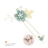 Abaodam 6 pcs Delicate U-shaped Party Brides Crystal Prom Cloth Pearl Green Bridal Pins Comb Stick Jewelry Women Sticks Hairpins for Hair Clip Buns Hairpin Bride Flower Accessories view 2