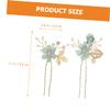 Abaodam 6 pcs Delicate U-shaped Party Brides Crystal Prom Cloth Pearl Green Bridal Pins Comb Stick Jewelry Women Sticks Hairpins for Hair Clip Buns Hairpin Bride Flower Accessories view 3