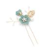 Abaodam 6 pcs Delicate U-shaped Party Brides Crystal Prom Cloth Pearl Green Bridal Pins Comb Stick Jewelry Women Sticks Hairpins for Hair Clip Buns Hairpin Bride Flower Accessories view 4