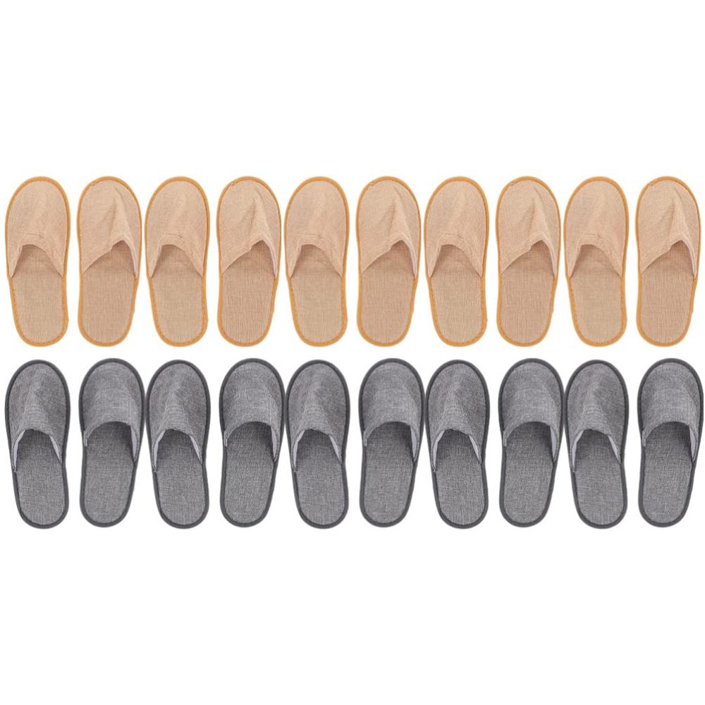 VICASKY 10pairs Portable Folding Slippers for Men and Women Reusable Guest Footwear for Home Travel and Business Trips Includes Each of Jute
