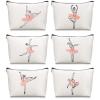 Gerrii 6 Pcs Dance Christmas Makeup Bag Gift Dancer Cosmetic Bags Ballet Recitals Dancer Team Ballet Gifts Toiletry Zipper Pouch Portable Ballerina Travel Case for Women Ladies Dance Lover(Minimalist) view 1