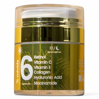 mivida Advanced Retinol Cream for Face & Neck | 6-in-1 Anti-Aging Moisturizer with Collagen, Hyaluronic, Vit C & E | Firms, Reduces Wrinkles, Fine Lines & Dark Spots | Daily Face Cream 1.7floz