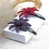 AeraVida Handmade Red Lily Genuine Leather Hair Pinch Clip | Elegant Floral Hair Accessory for Women | Unique Leather Lily Hair Clip view 4