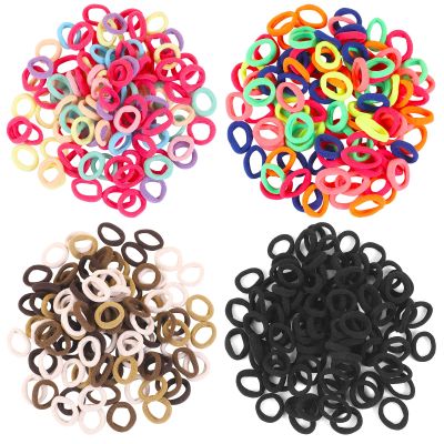 400Pcs Baby Hair Ties, 2cm Multicolor Toddler Hair Ties for Girls Cotton Soft Seamless Ponytail Holders Stocking Stuffers for Kids