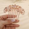 Jumwrit Crystal Bride Wedding Hair Comb Love Heart Leaf Rhinestone Flower Hair Side Comb Rose Gold Hair Clip Comb Floral Vintage Bridesmaid Headpiece Bridal Hair Jewelry for Women Girls(Champagne) view 1
