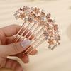 Jumwrit Crystal Bride Wedding Hair Comb Love Heart Leaf Rhinestone Flower Hair Side Comb Rose Gold Hair Clip Comb Floral Vintage Bridesmaid Headpiece Bridal Hair Jewelry for Women Girls(Champagne) view 2