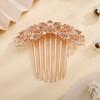 Jumwrit Crystal Bride Wedding Hair Comb Love Heart Leaf Rhinestone Flower Hair Side Comb Rose Gold Hair Clip Comb Floral Vintage Bridesmaid Headpiece Bridal Hair Jewelry for Women Girls(Champagne) view 3