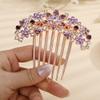 Jumwrit Crystal Bride Wedding Hair Comb Love Heart Leaf Rhinestone Flower Hair Side Comb Rose Gold Hair Clip Comb Floral Vintage Bridesmaid Headpiece Bridal Hair Jewelry for Women Girls(Purple) view 1