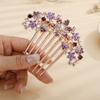 Jumwrit Crystal Bride Wedding Hair Comb Love Heart Leaf Rhinestone Flower Hair Side Comb Rose Gold Hair Clip Comb Floral Vintage Bridesmaid Headpiece Bridal Hair Jewelry for Women Girls(Purple) view 2