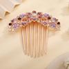 Jumwrit Crystal Bride Wedding Hair Comb Love Heart Leaf Rhinestone Flower Hair Side Comb Rose Gold Hair Clip Comb Floral Vintage Bridesmaid Headpiece Bridal Hair Jewelry for Women Girls(Purple) view 3