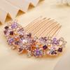 Jumwrit Crystal Bride Wedding Hair Comb Love Heart Leaf Rhinestone Flower Hair Side Comb Rose Gold Hair Clip Comb Floral Vintage Bridesmaid Headpiece Bridal Hair Jewelry for Women Girls(Purple) view 4