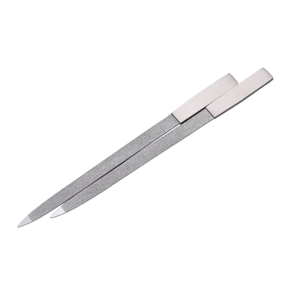 LALAFINA 2pcs Stainless Steel Sanding File Nail Sanding File Nail Art Tool Manicuring Tool with Square Handle, Silver