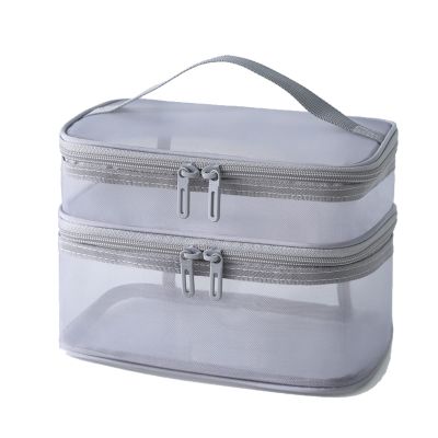 Jaugufiy Double Layer Toiletry Bag for Men and WomenBathroom Shower Bag Lightweight Dopp kit Shaving BagTravel Organizer for Accessories, Shampoo, Full Sized Container, Toiletries (Grey)